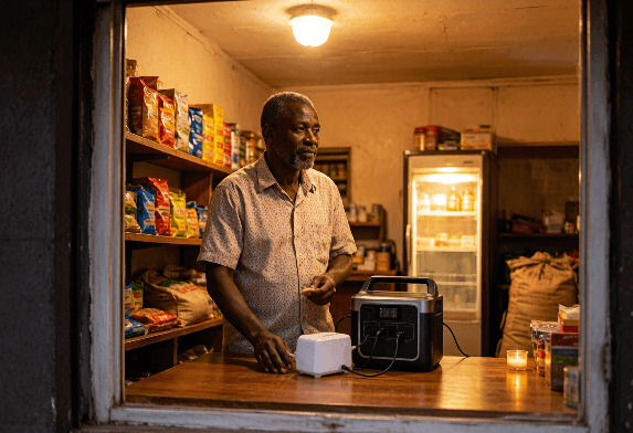 Power stations for blackout-prone shops